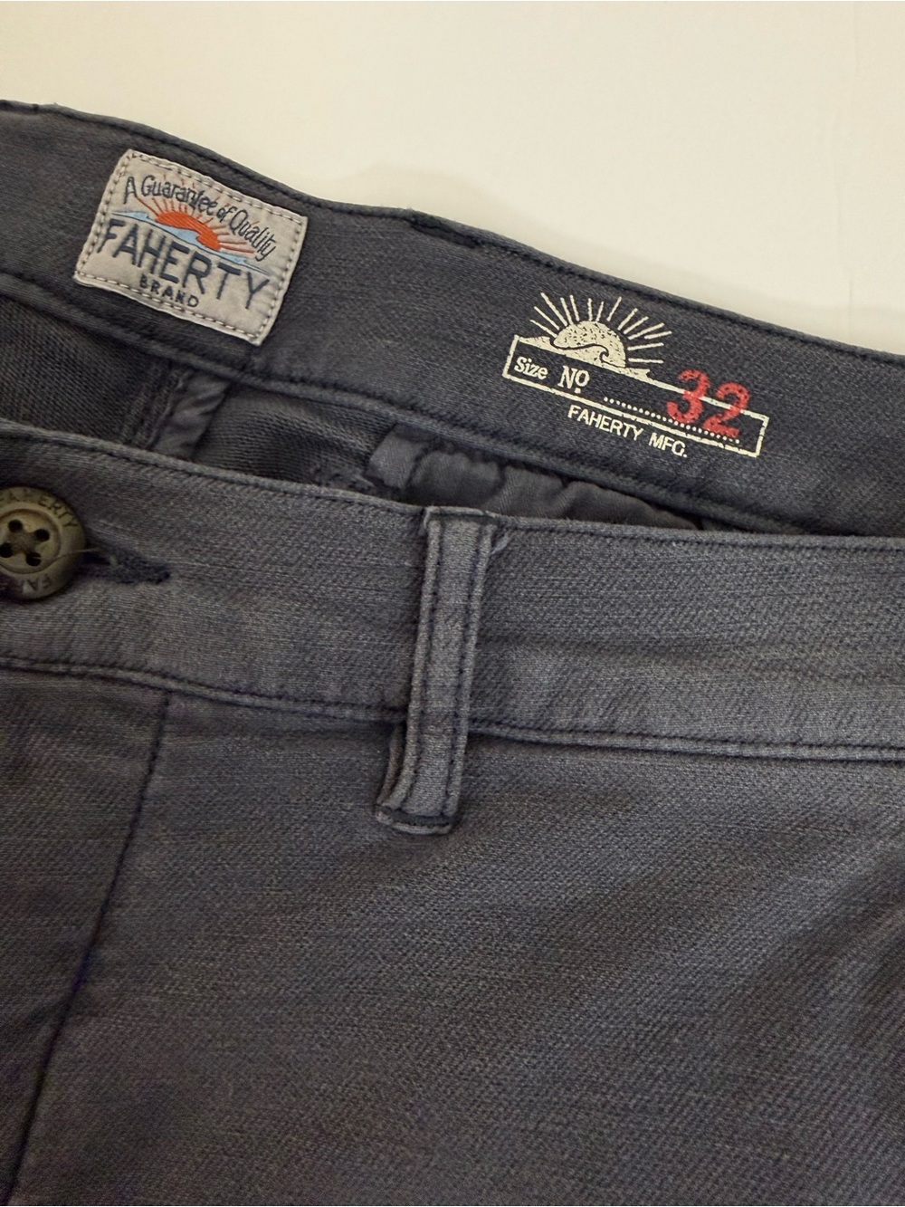 Faherty Charcoal Gray Stretch Terry Chinos Men’s 32x30